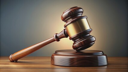 Judge gavel and sound block on background, court, law, justice, legal system, decision, judgment, symbol, authority, hammer