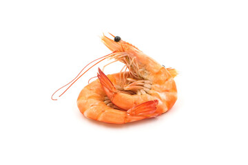 Red cooked prawn or shrimp isolated on white background