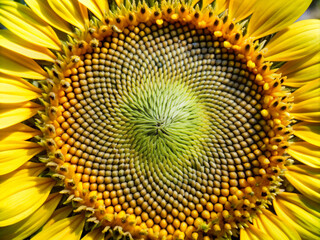 sunflower close up, yellow, nature, summer, bee, plant, sun, macro, agriculture, closeup, beauty, blossom, garden, bright, flora