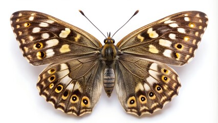 Beautiful brown and white butterfly spreading its wings