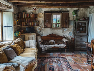 rustic living room, rustic living space, interior design