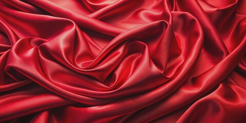 Obraz premium Luxurious red satin fabric texture background with intricate folds and subtle sheen, evoking opulence and sophistication, perfect for fashion or elegance-themed designs.