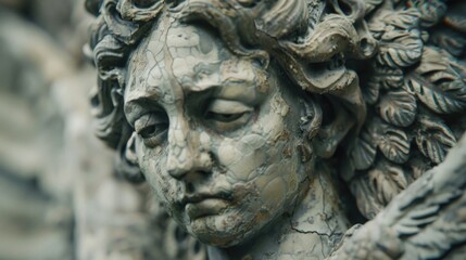 A detailed view of a beautiful angel statue, perfect for spiritual or faith-based contexts