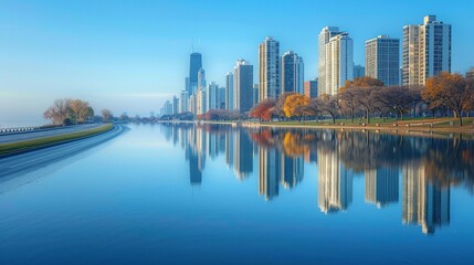 Landscape Skyline Reflected in Calm Waters