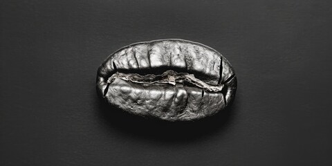 A detailed view of a single coffee bean against a dark background