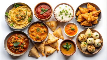 Traditional indian food dishes presenting culinary delights of india