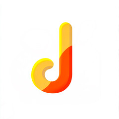 Isolated colorful vector illustration of symbolic letter J on white background.