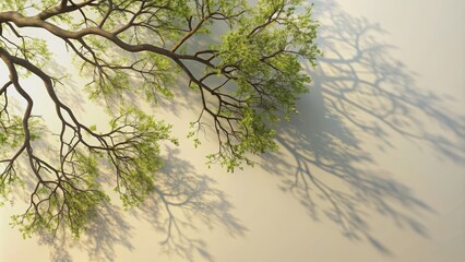 Realistic render of tree branches shadow blur isolated on background, tree