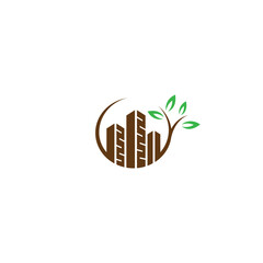 green city building logo with tree combination in flat vector design style