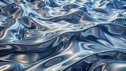 Obraz premium Glossy silver metal fluid chrome mirror water backdrop texture, metallic, reflective, shiny, smooth, liquid, abstract, background