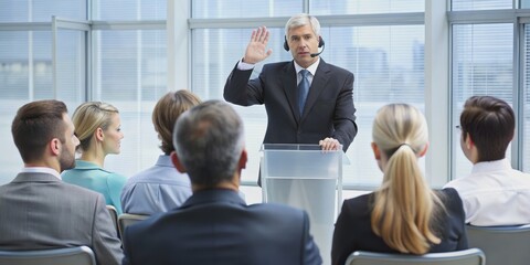 A businessman conducting a customer hearing session, businessman, customer, hearing, session, communication