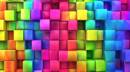 Abstract Rainbow Cube Wall