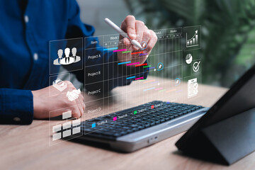 Project Manager Planning and Scheduling concept, Businesswomen plan work projects and organize...