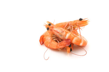Red cooked prawn or shrimp isolated on white background