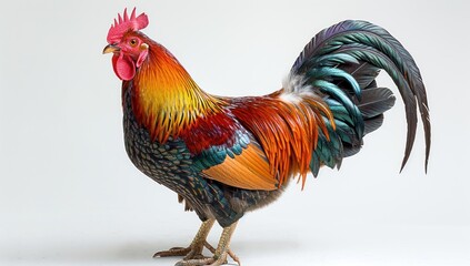 A Striking Rooster with Vibrant Plumage