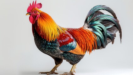 Fototapeta premium A Rooster with Vibrant Feathers