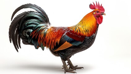 Fototapeta premium A Rooster with Vibrant Plumage