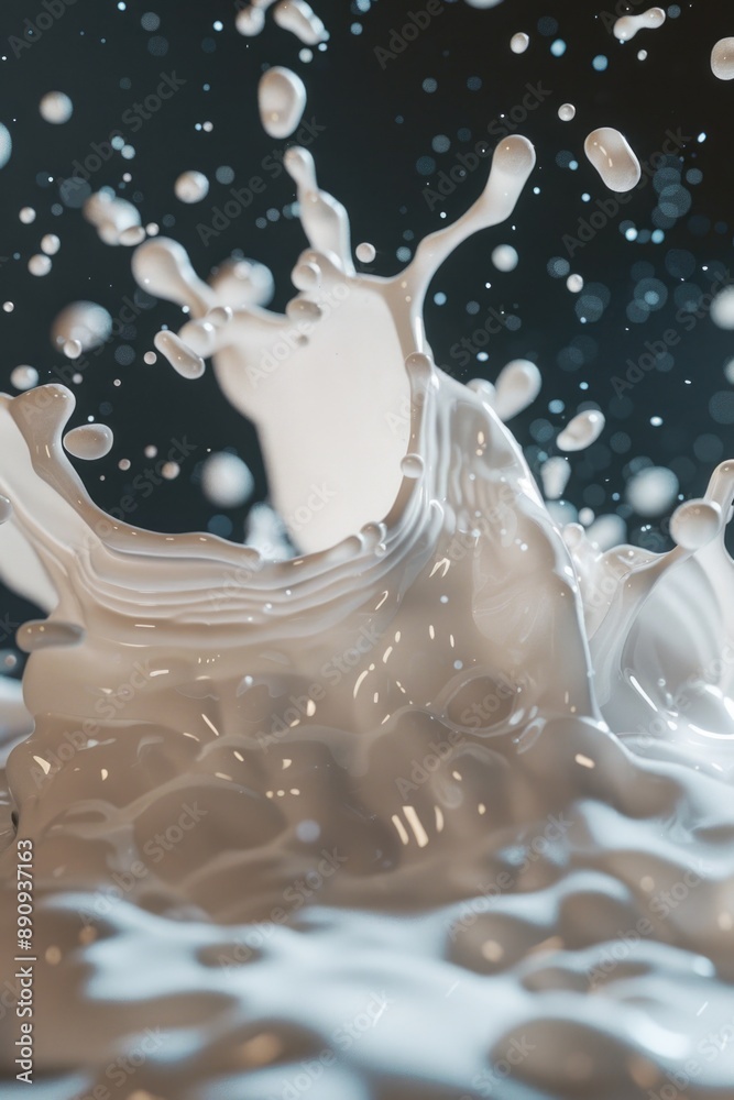 Poster a small amount of milk has been spilled on a table surface, with a slight sheen remaining