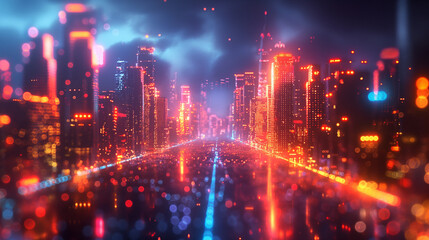 Fototapeta premium digital cities with skyscrapers and sci-fi landscapes