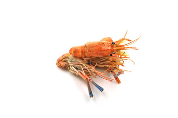 Grilled shrimp on a white background. Seafood. Natural symptoms