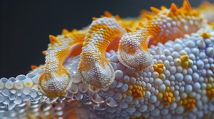 Hyper-Detailed Macro Gecko Foot Pad Adhering to Glass Surface