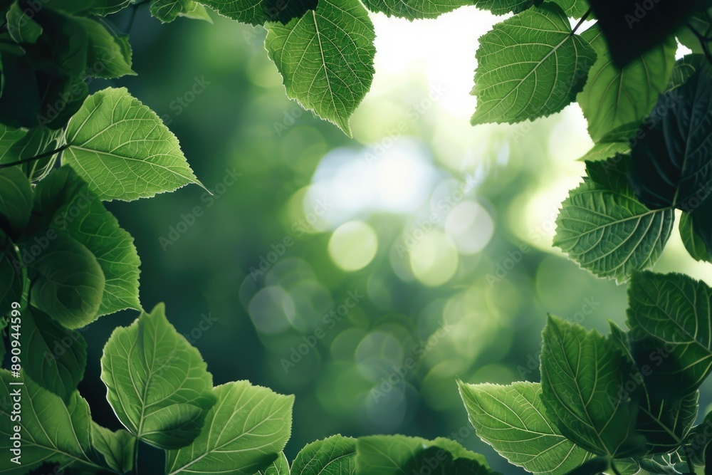 Poster close-up of a bunch of green leaves with intricate details and texture
