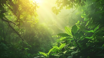 Fototapeta premium Adventure nature background of green forest