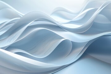 Obraz premium Abstract Waves of White Paper Sheets Creating a Serene and Flowing Pattern in Soft Light