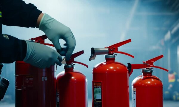 fire extinguisher and fire
