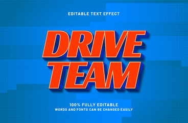 drive team editable text effect in kids and simple text style