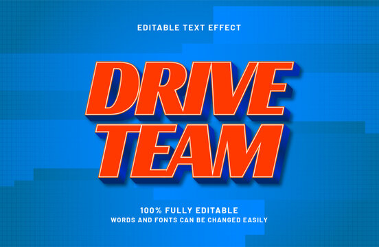 drive team editable text effect in kids and simple text style