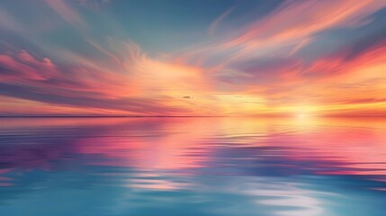 Obraz premium Colorful sky reflected on smooth water surface