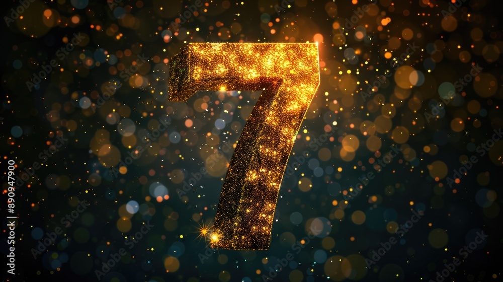 Aufkleber A single digit, number 7, illuminated against a dark background, suitable for use in various contexts including technology, education, and design