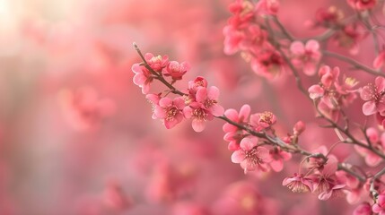 Obraz premium Pink spring blossoming branch wide background