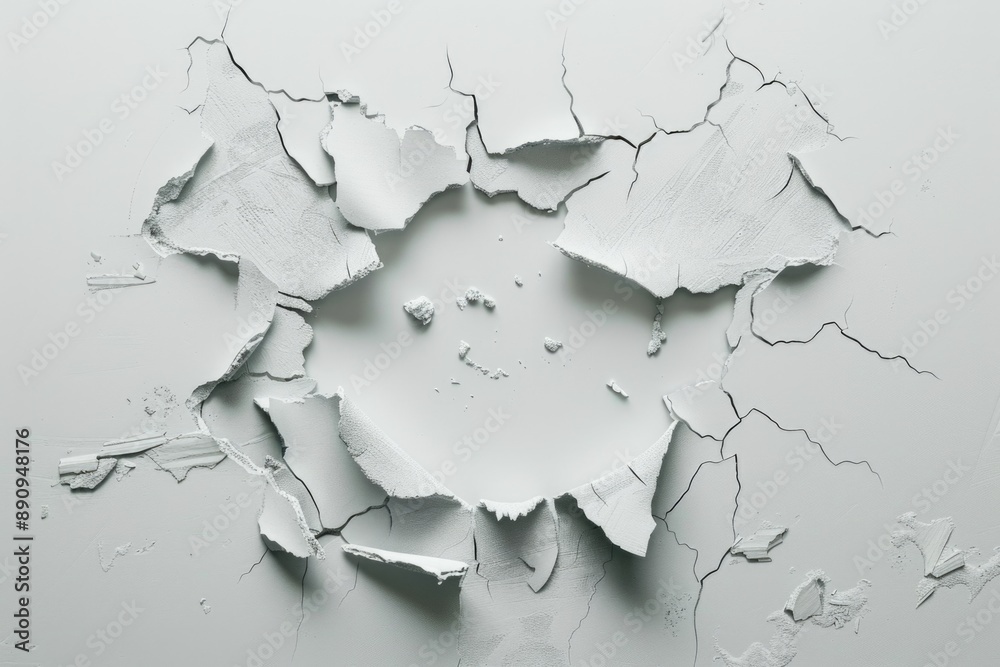 Poster a smiley face painted on white paint, perfect for brightening up any space or adding a touch of whim