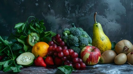 Assortment of fresh organic fruits and vegetables
