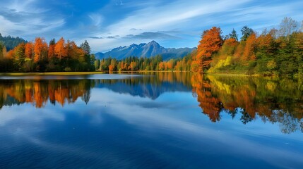 Naklejka premium Calm still waters of a large pond near Snoqualmie