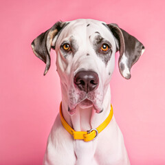 portrait of a dog with a bone, animal, white, puppy, cute, canine, black, breed, isolated, head, great dane, portrait, pets, mammal, domestic