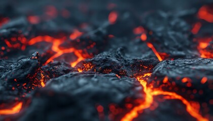Volcanic Eruption Podium Fiery Magma Display Amidst Rock and Lava Background