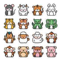 Chubby and Cute Chinese Zodiac Animals