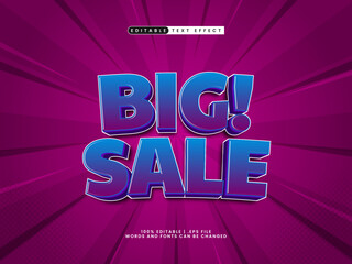 big sale editable text effect in discount and sale text style