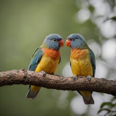 Obraz premium pair of parrots love birds , trending photography , animal's wildlife,ai generated 