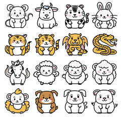 Chubby and Cute Chinese Zodiac Animals