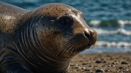 Obraz premium close-up of a Elephant Seal, cinematic, deep sea background