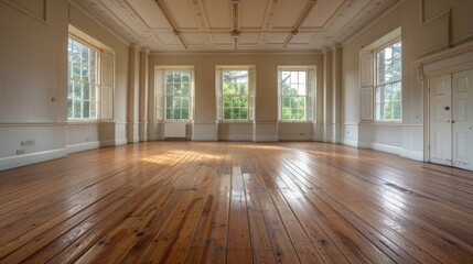 Obraz premium A restored dance studio with a sprung wooden floor that provides optimal comfort and support for dancers