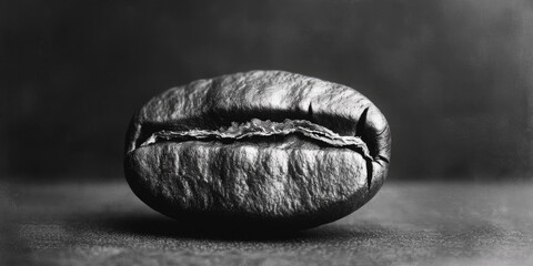 Naklejka premium A close-up shot of a single black coffee bean against a neutral background