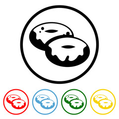 Donut icon vector illustration design element with four color variations. Donut icon Isolated on White Background. All in a single layer. Elements for design. Doughnut Icon flat design.