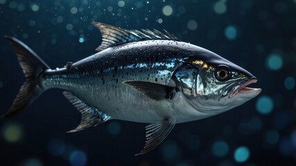 Obraz premium close-up of an Albacore, cinematic, deep sea background