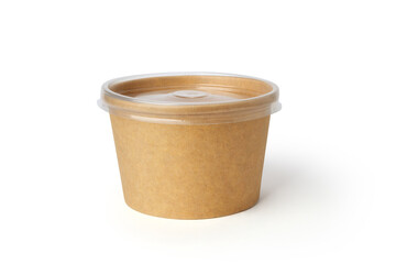 Eco paper tableware soup cup, food container, isolated on white background with clipping path