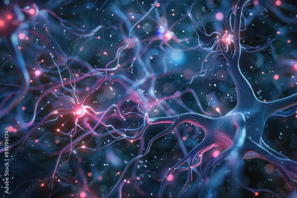 Poster A high-magnification image of multiple neurons in the brain